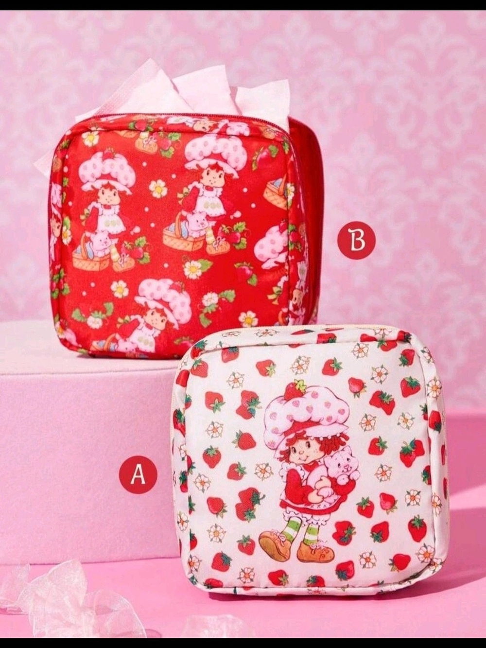 RED Strawberry Shortcake Makeup Bag - Pink/Red